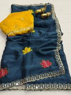Soft Rangoli Silk Saree With Embroidery Work