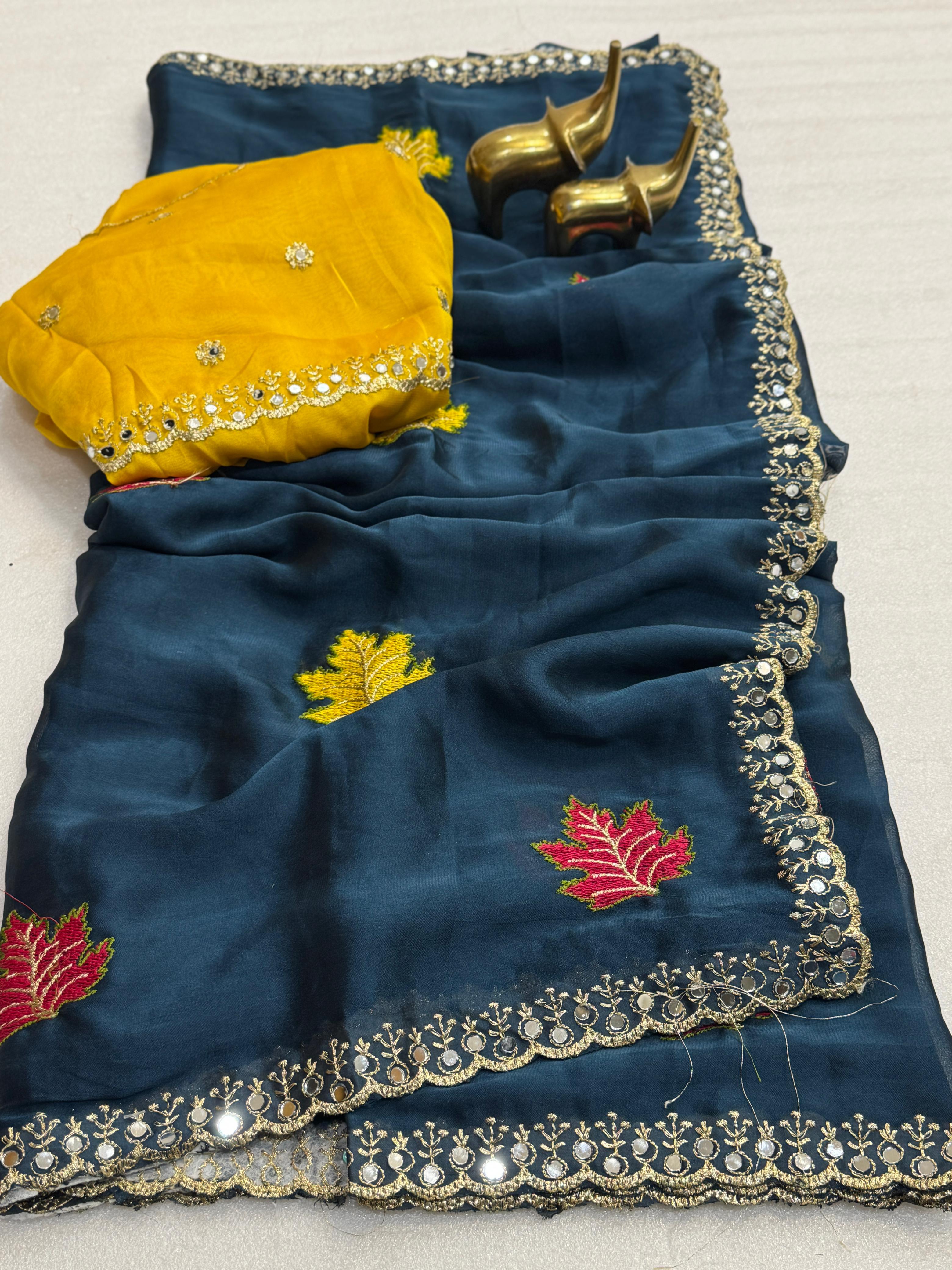 Soft Rangoli Silk Saree With Embroidery Work