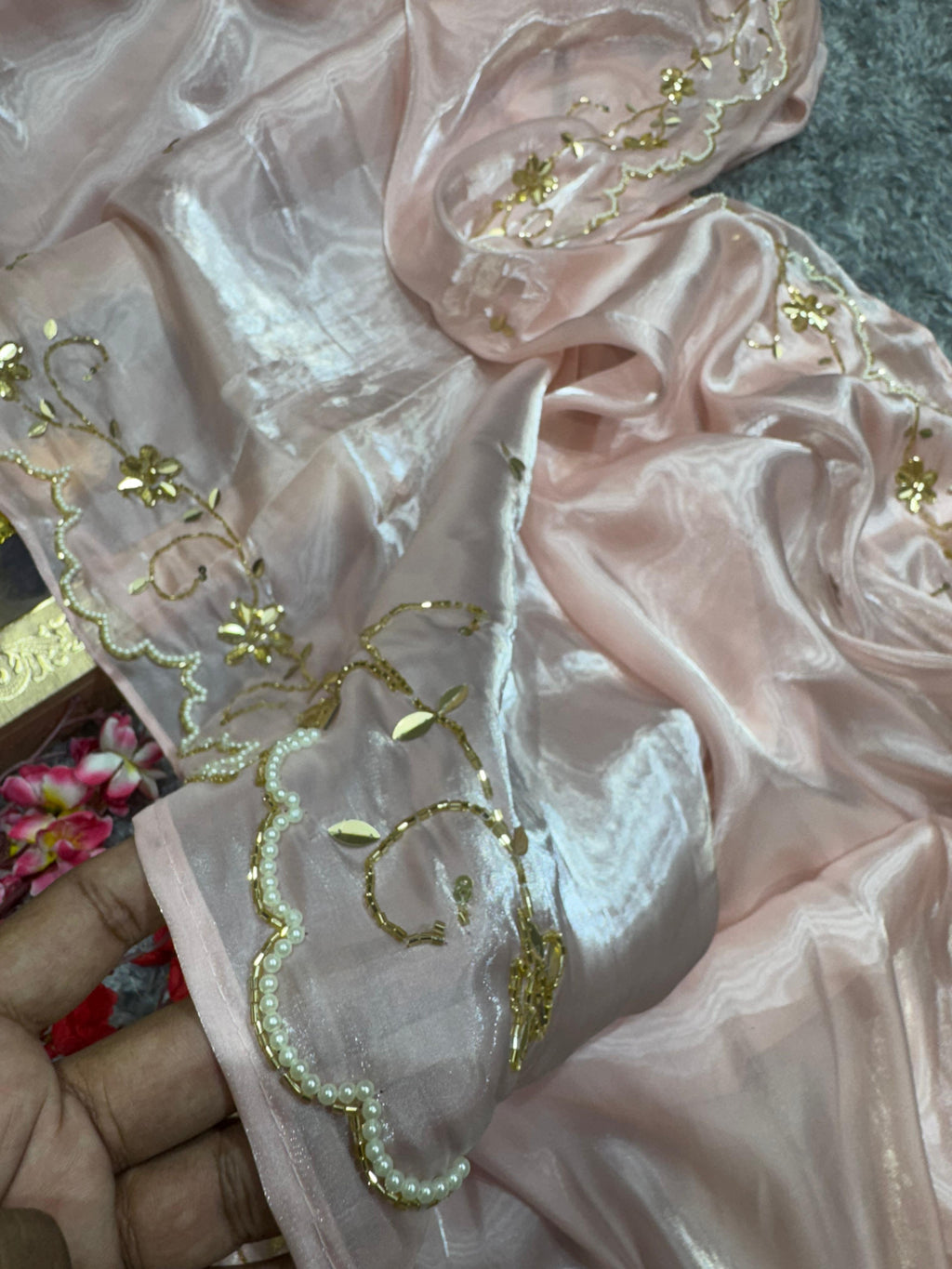 HEAVY JIMMY CHO PINK SAREE