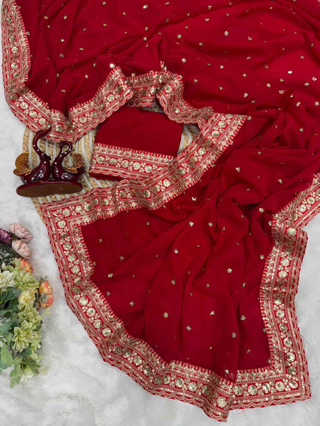 Wedding Special Pure Georgette Sequance  Saree