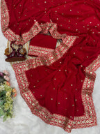 Wedding Special Pure Georgette Sequance  Saree