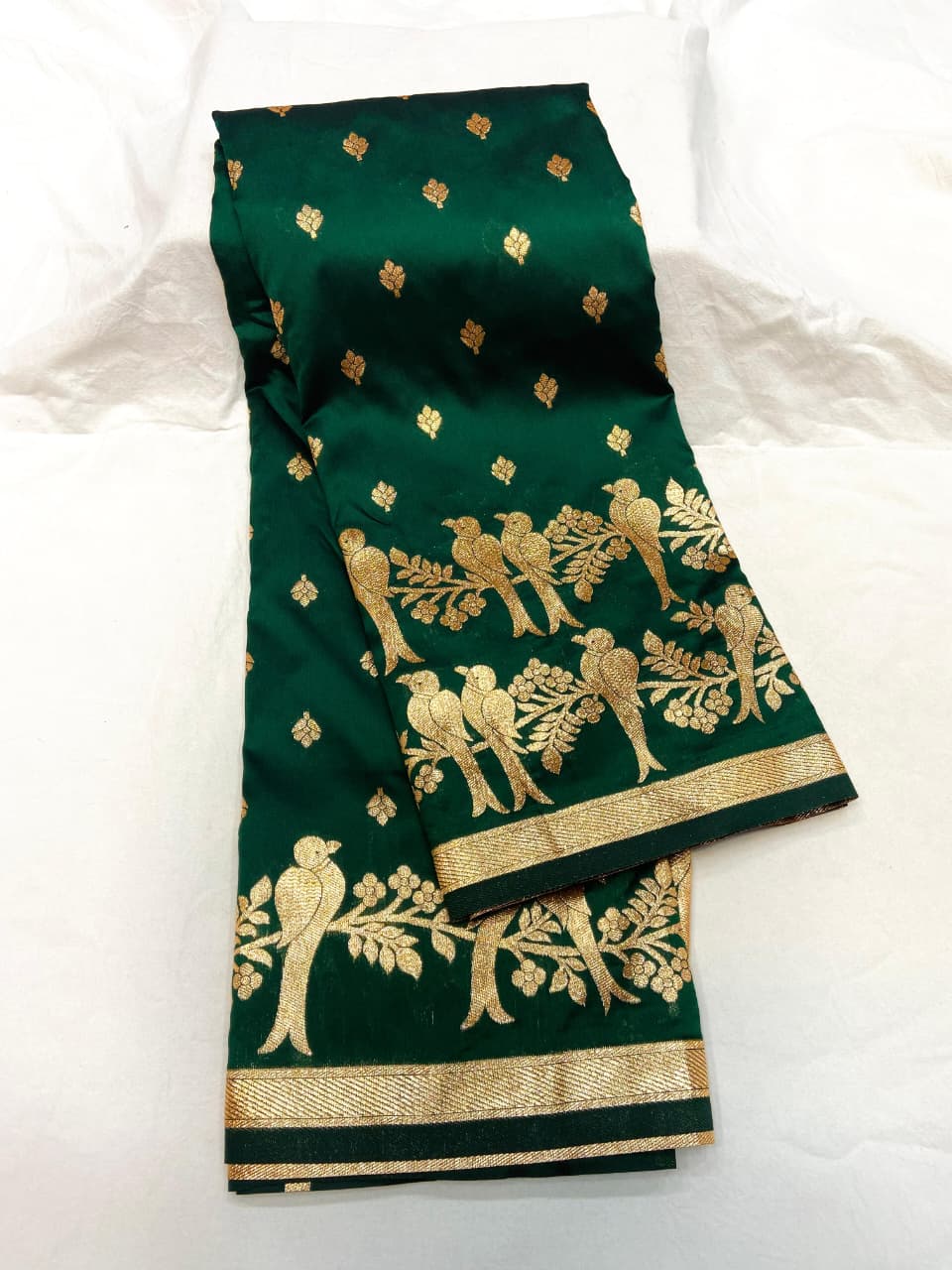 Soft Banarasi Silk Saree Couple Parrot Desgin