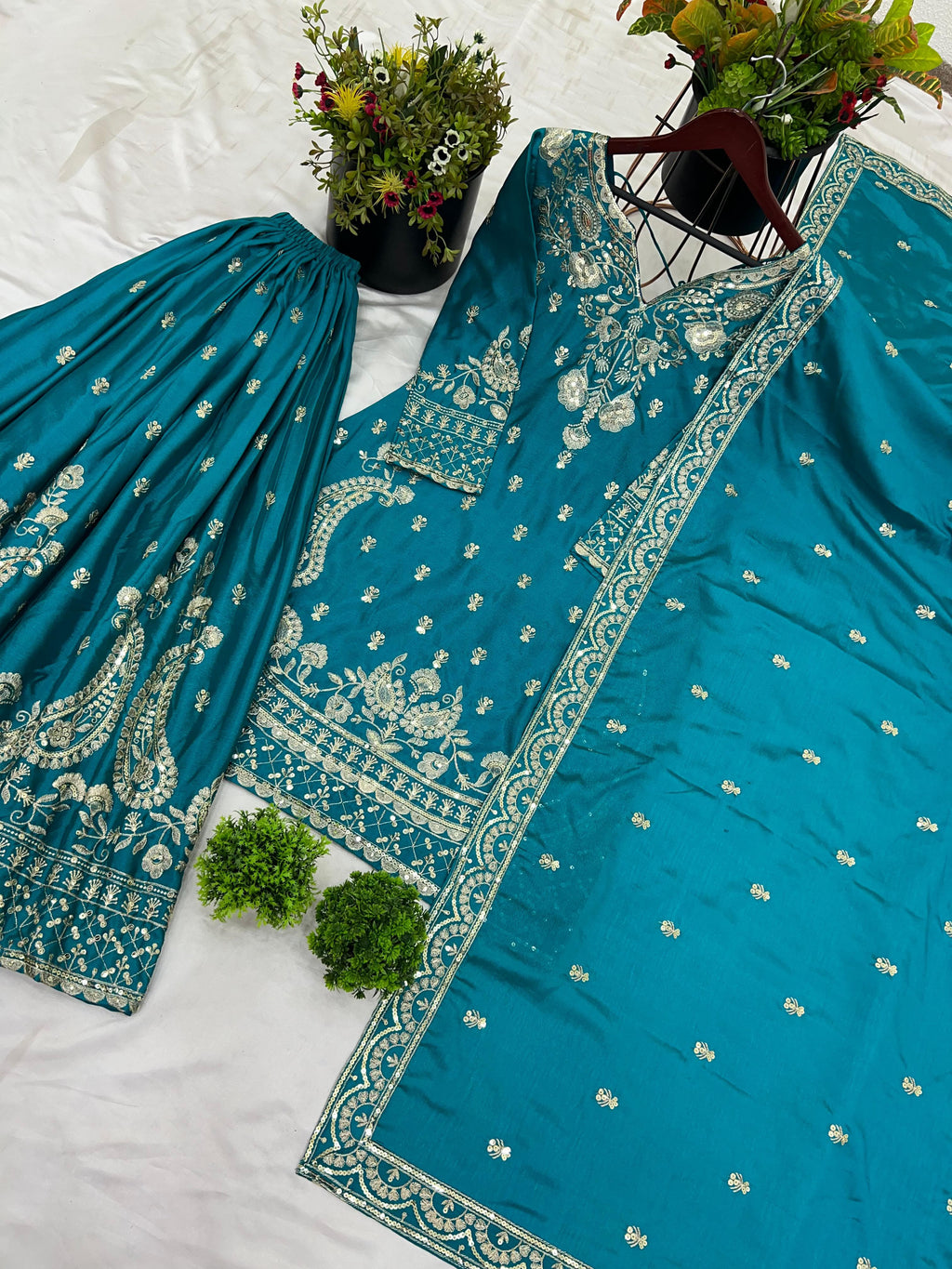 Party Wear Look Top-Plazzo And Dupatta