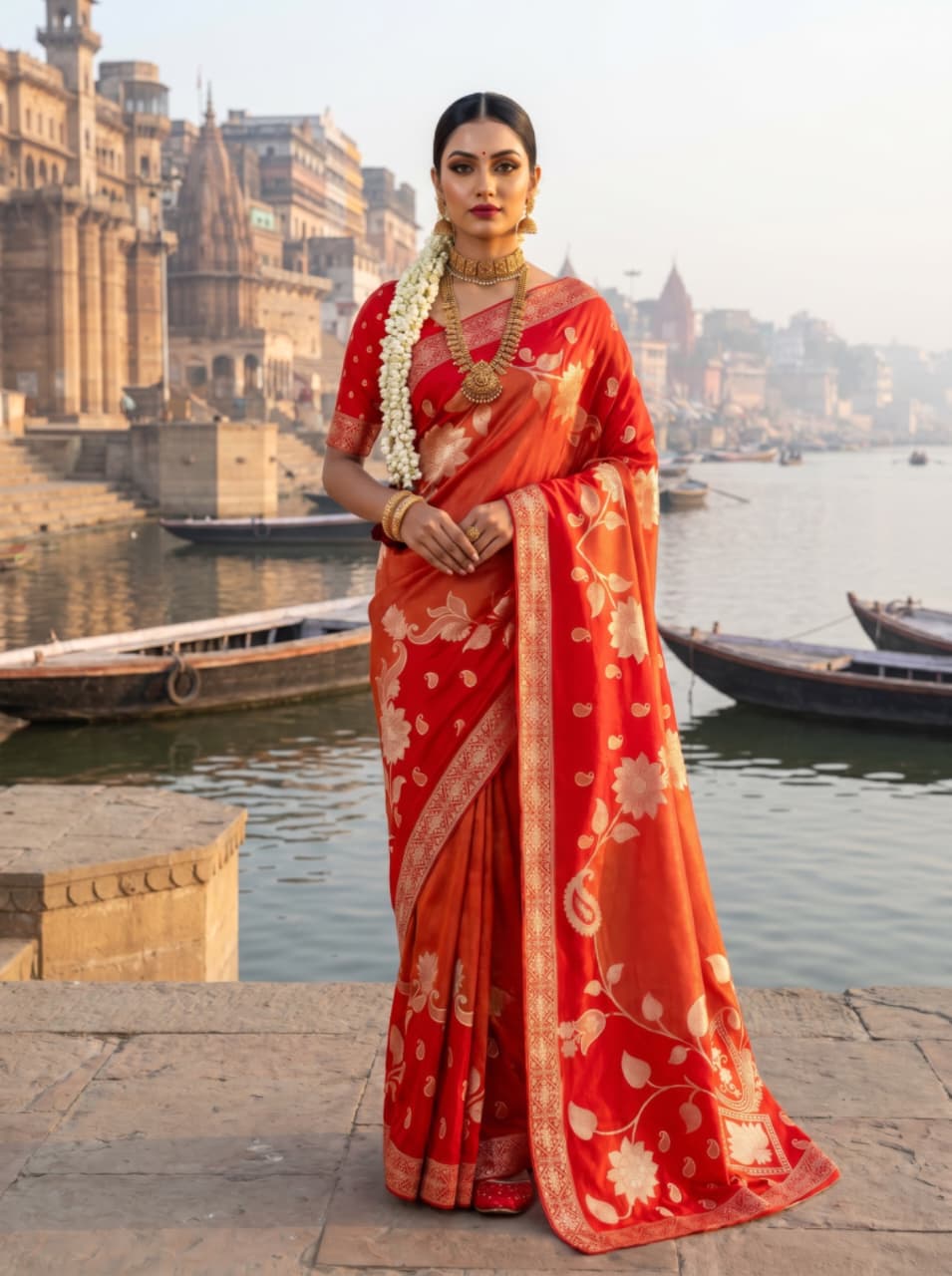 Pure Hand Dyeing Chainy Tissue Shimmer Saree