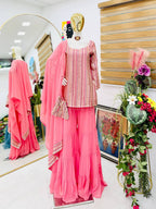 New Designer Party Top Pallazo & Dupatta Set