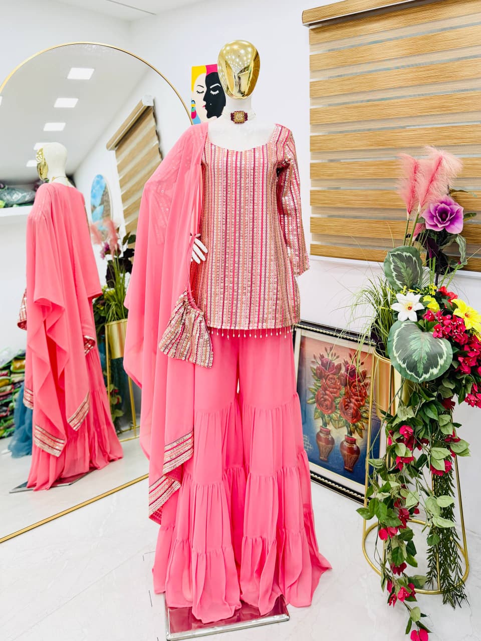 New Designer Party Top Pallazo & Dupatta Set