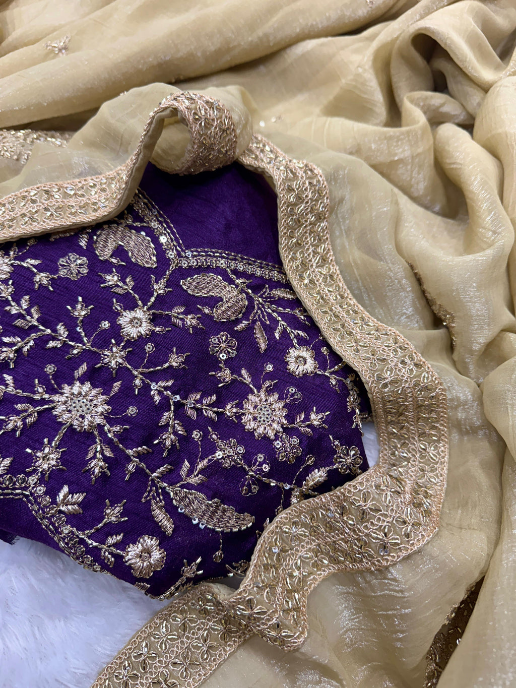 Soft Crunchy Silk Gold Wedding Saree