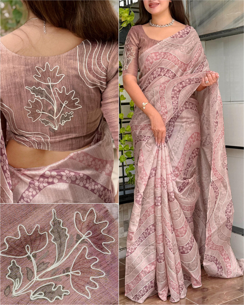 LINEN COPPER JARI SAREE