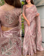 LINEN COPPER JARI SAREE