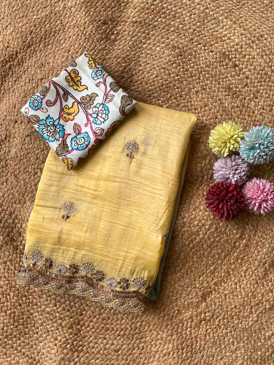 Pure crush padding saree