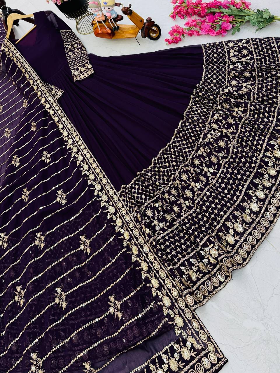 Designer Embroidered Anarkali Gown Dupatta Collection