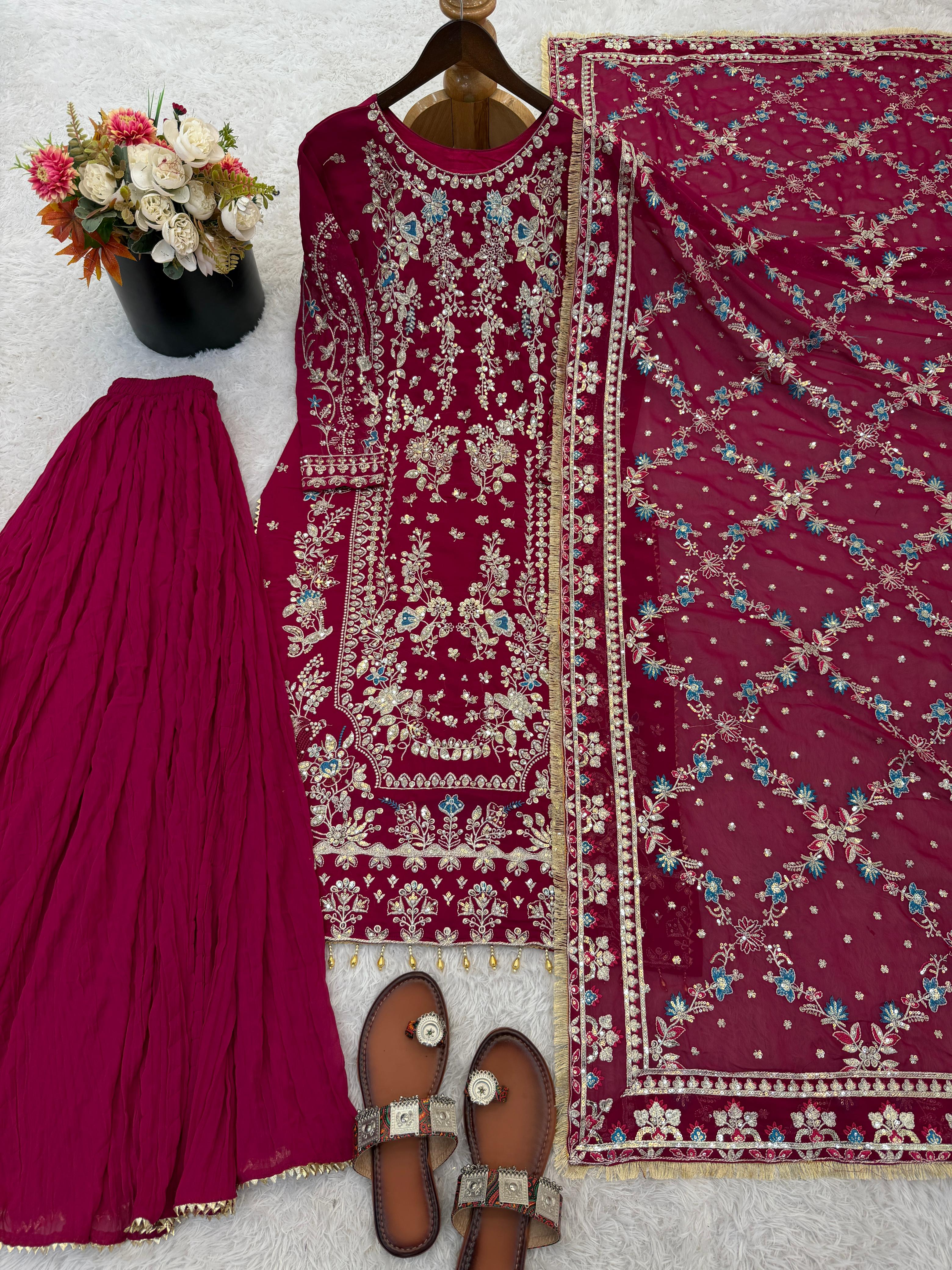 Heavy Faux Georgette Top Plazzo