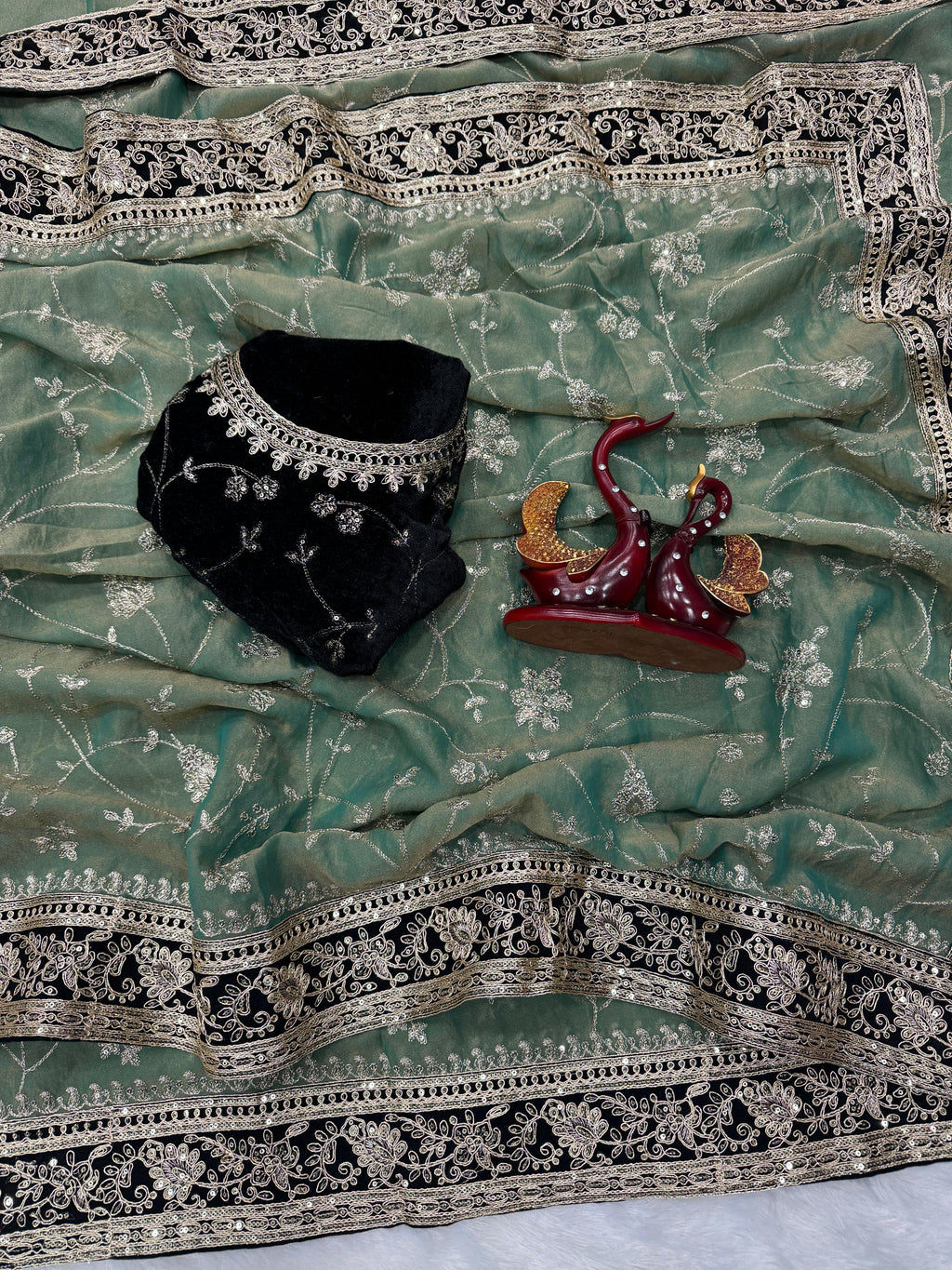 Wedding Special Mosa Silk  Embroidery Saree