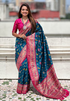 Soft Silk Zari Woven Patola Leheriya Saree with Contrast Weaves