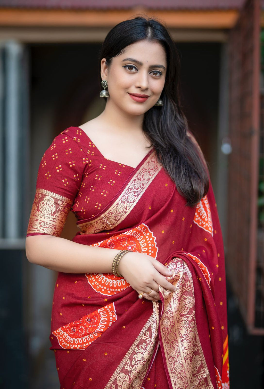 Soft Cotton Crape Saree With Bhandani Prints