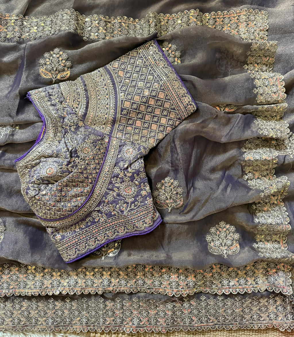 Sabyasachi Inspired Premium Moss Chiffon Saree