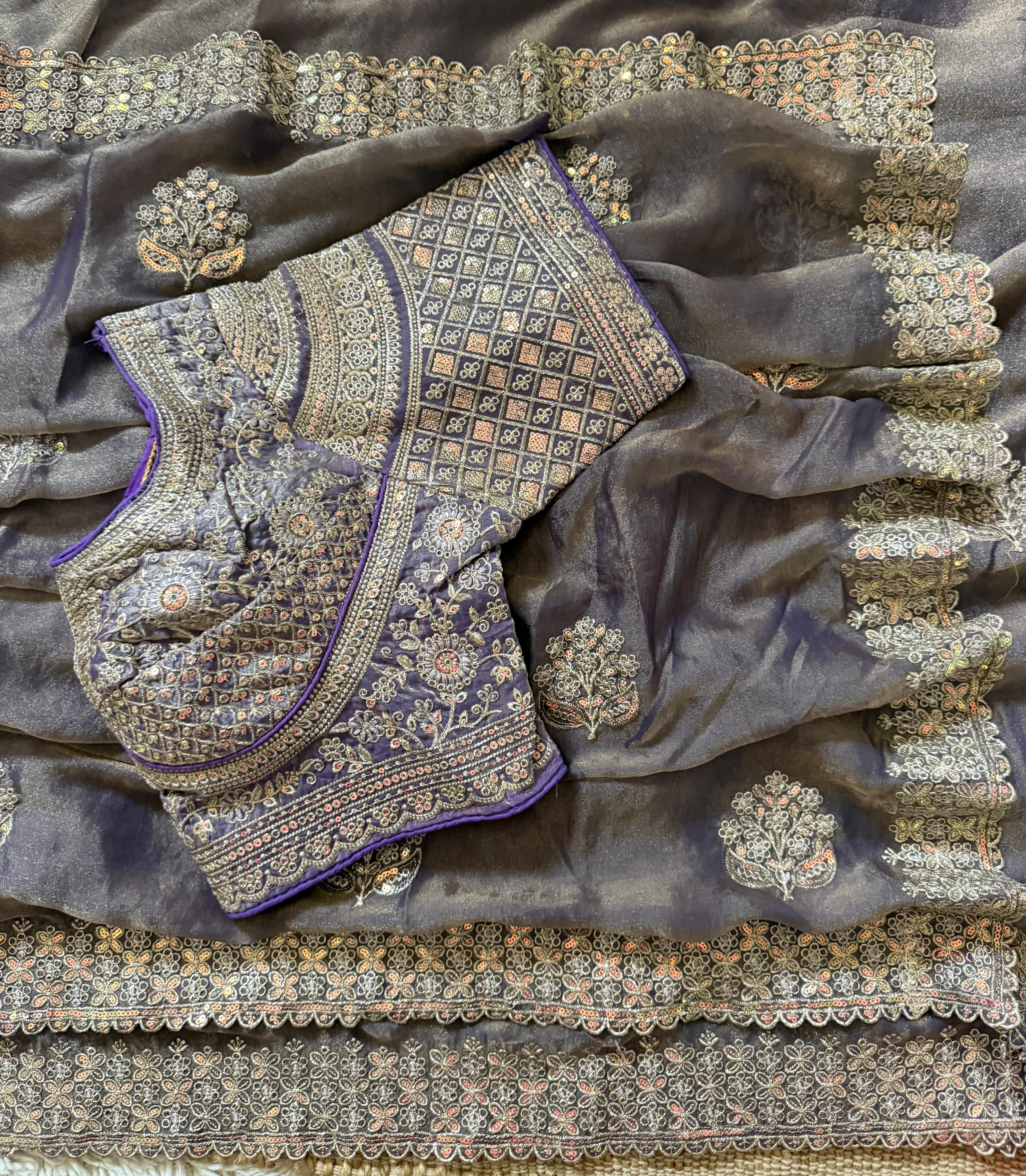 Sabyasachi Inspired Premium Moss Chiffon Saree