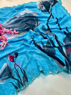 FLORA GORGETTE DIGITAL PRINT SAREE