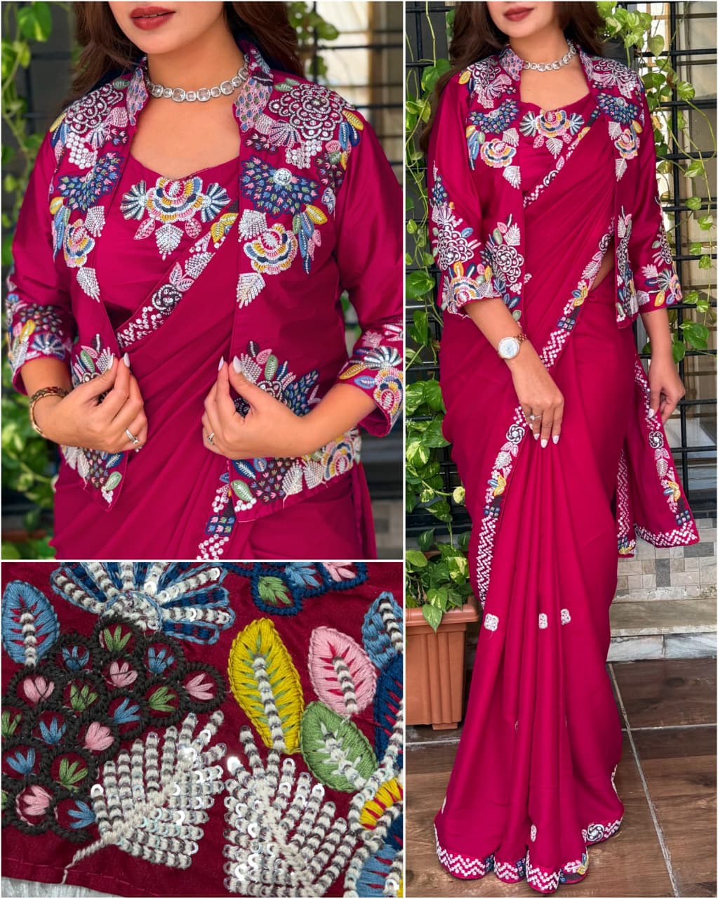 Jessica Wedding BSY Satin Saree