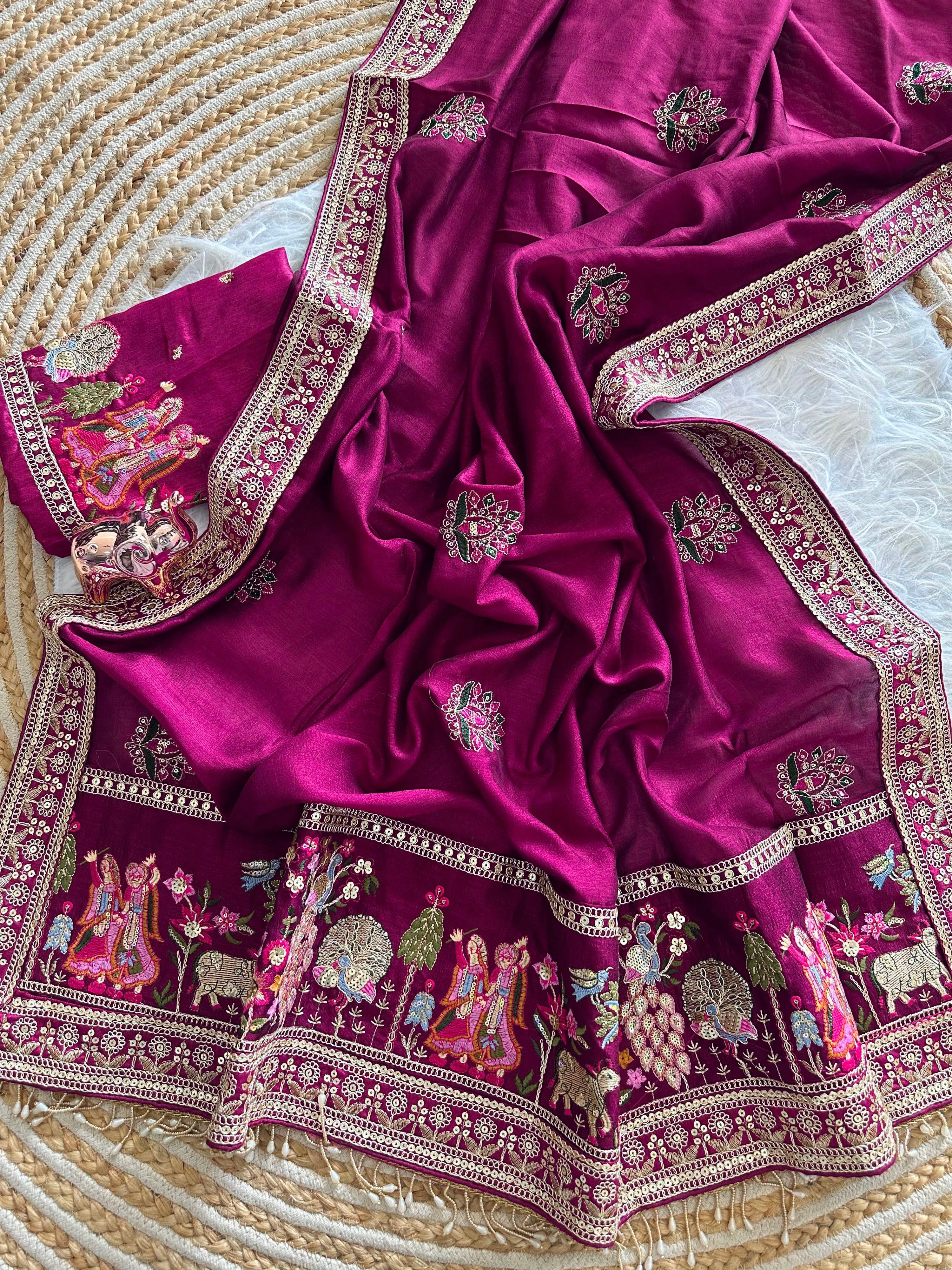 Very Soft nd Elegant Rich look vichitra silk saree