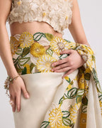 Khadi Organza Design Embroidery Saree