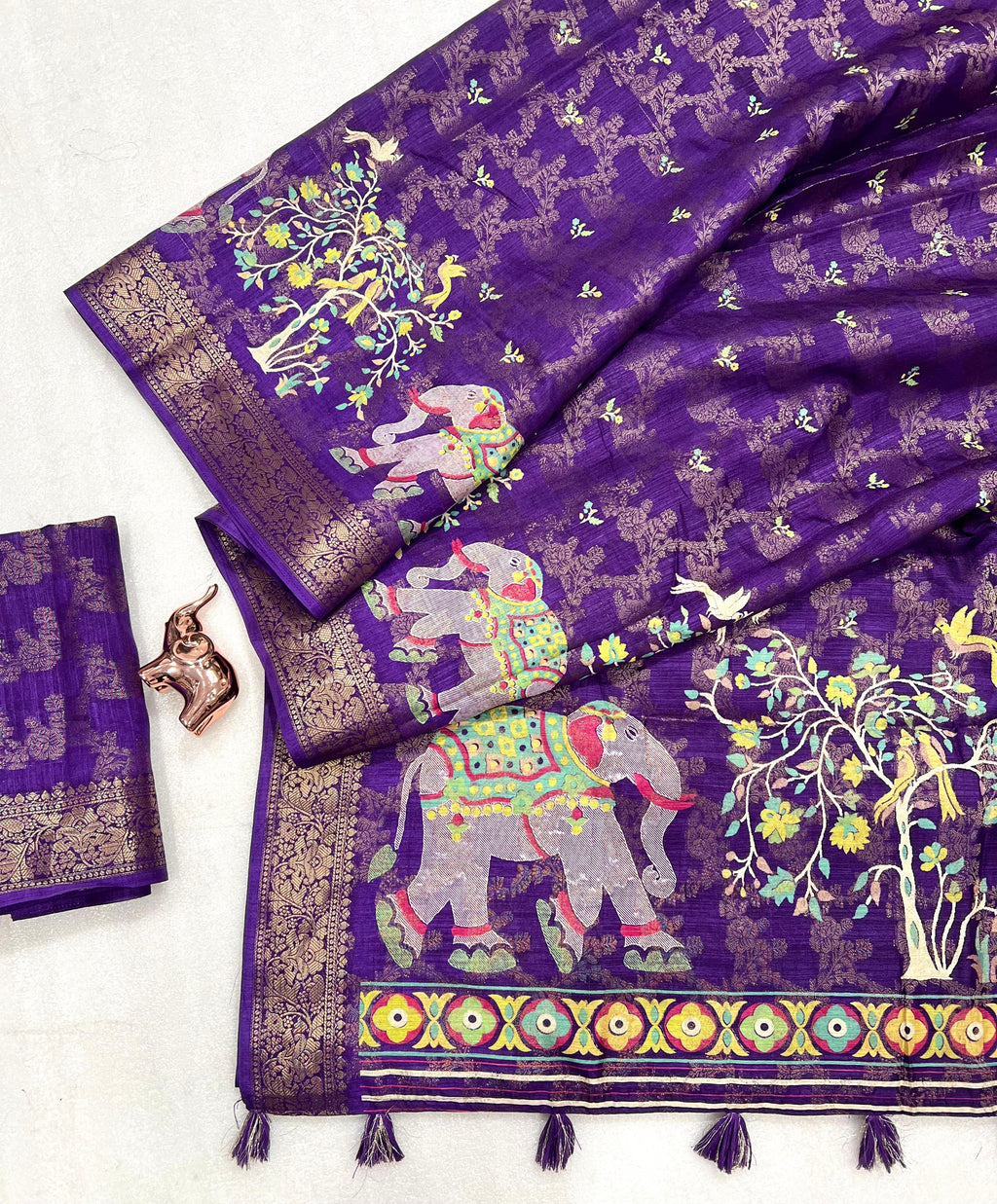 Heavy Purple Tussur Silk Saree