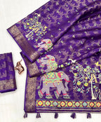 Heavy Purple Tussur Silk Saree