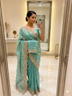 Space Sattin Muti Sequence Emrodairy Work Saree
