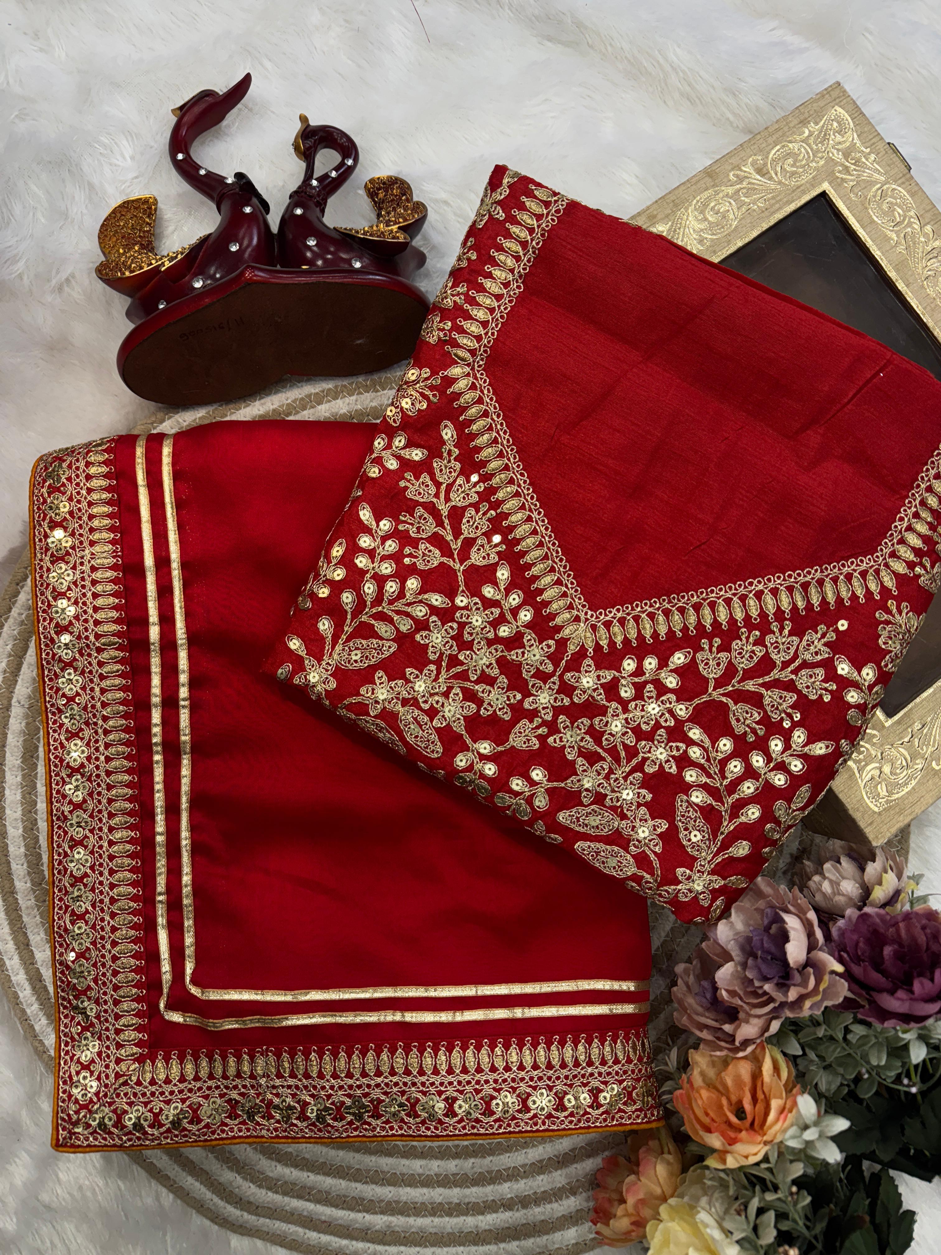 Soft Rangoli Silk Red Saree