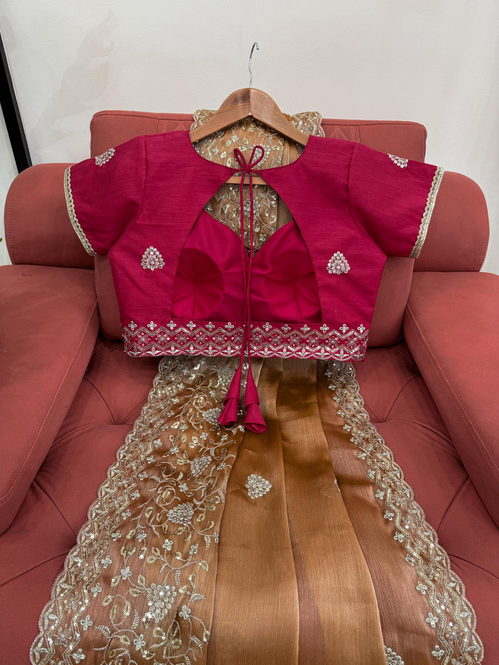 Saree on Burberry Silk Febric with Thred