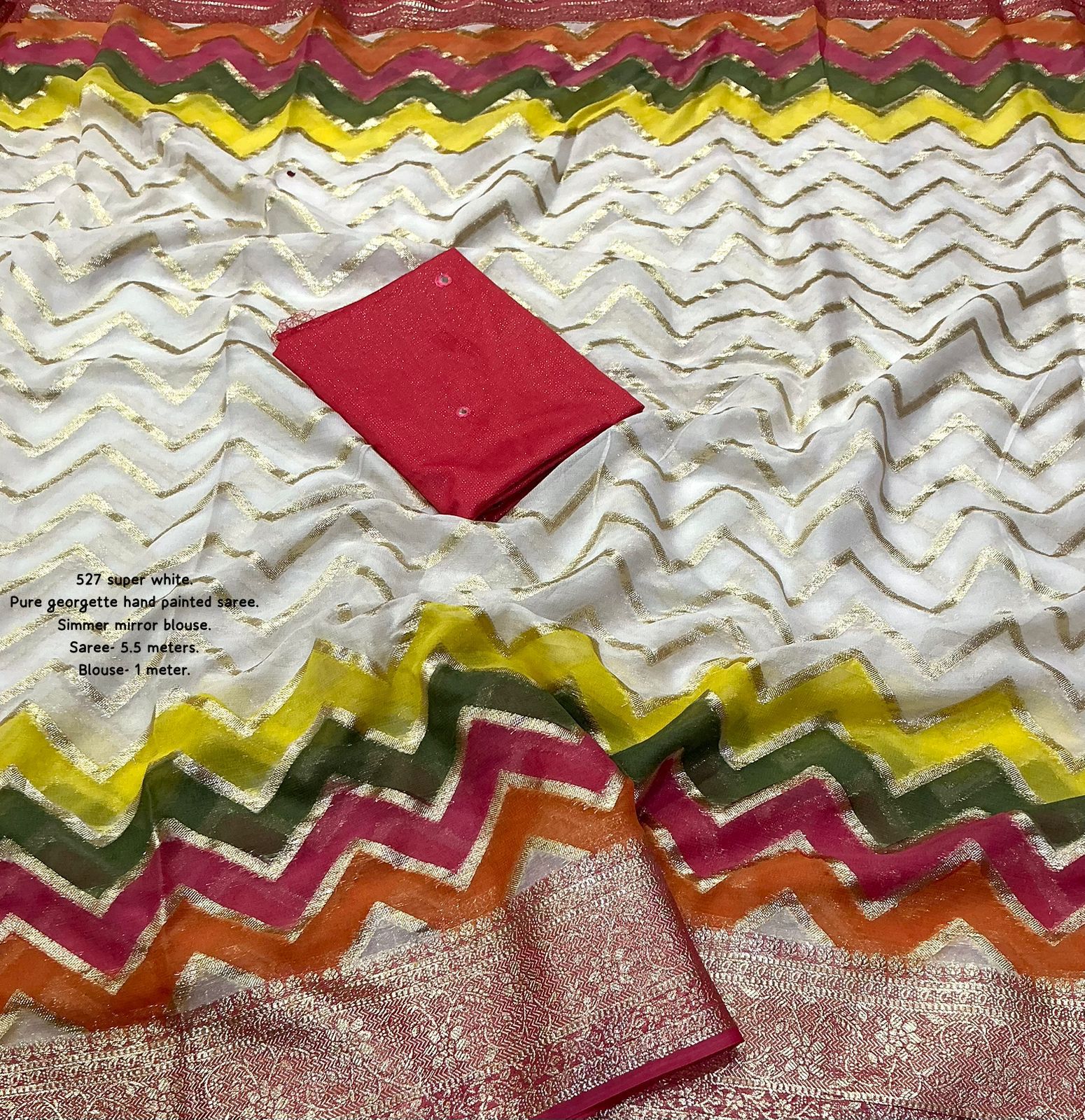 New Premium Hand Painted Pure Georgette Saree