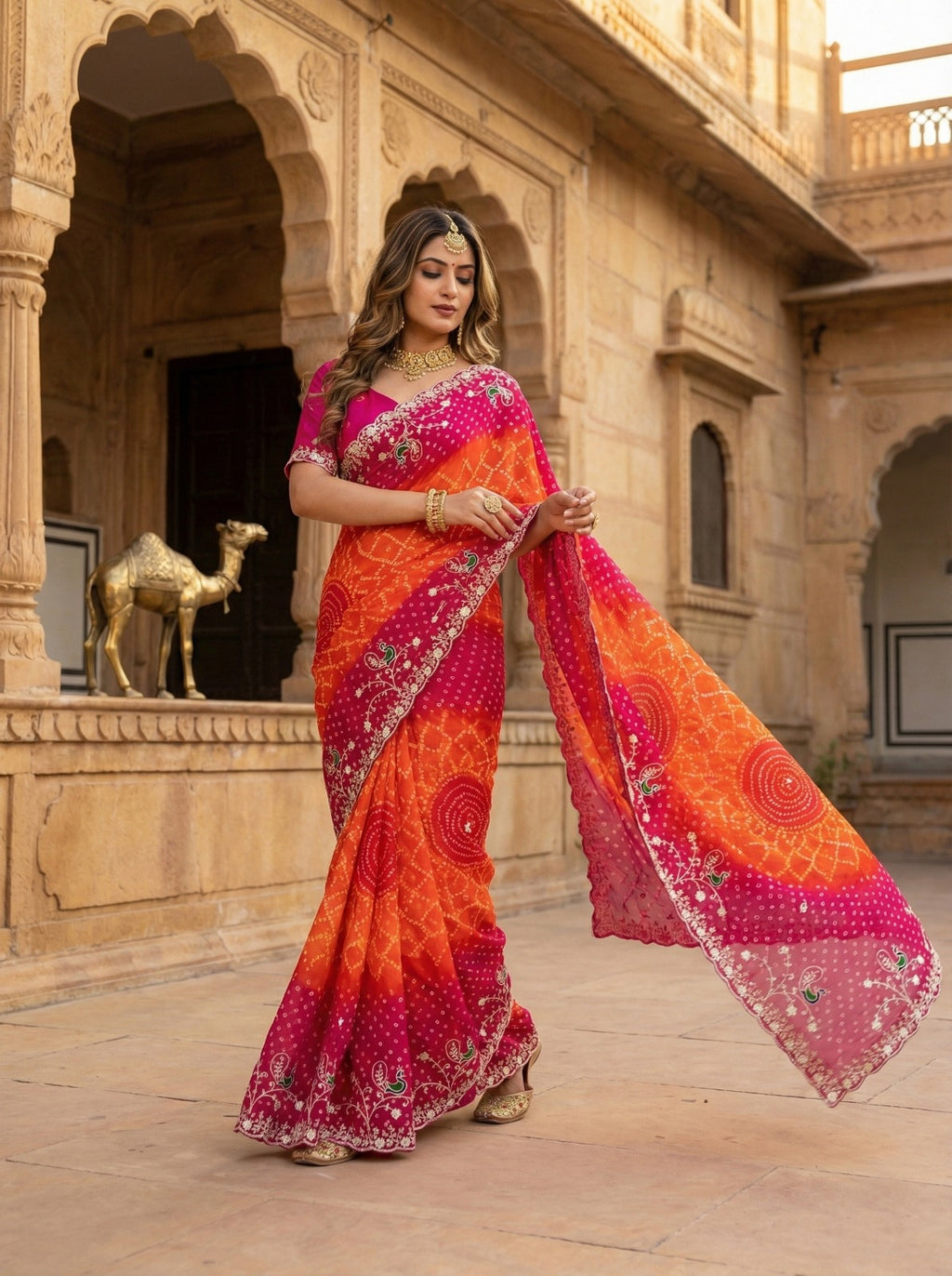 Beautifully crafted Traditional Georgette Saree
