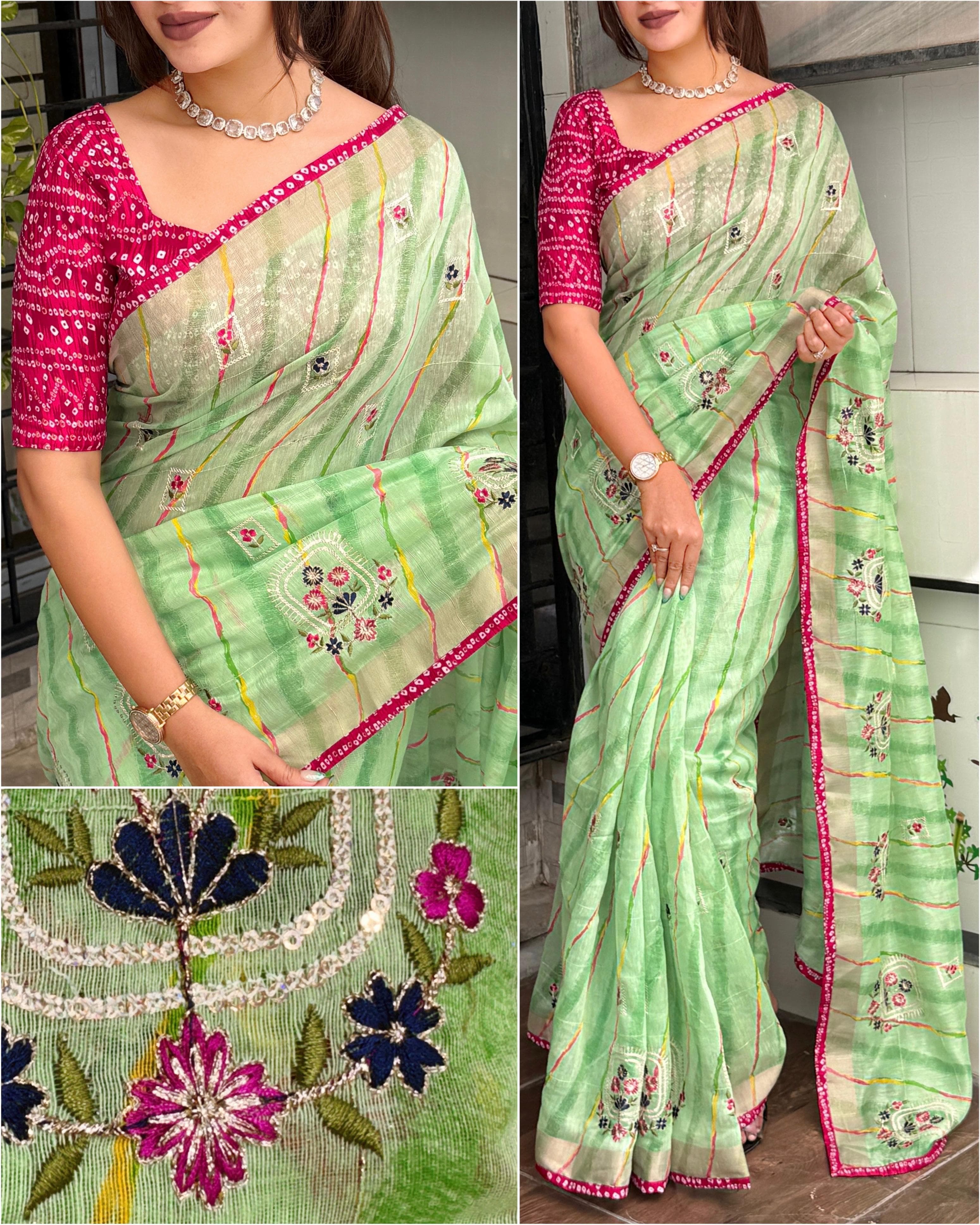 Laheriya Cotton Saree