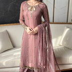 Fux Georgette Top Pallazo & Dupatta