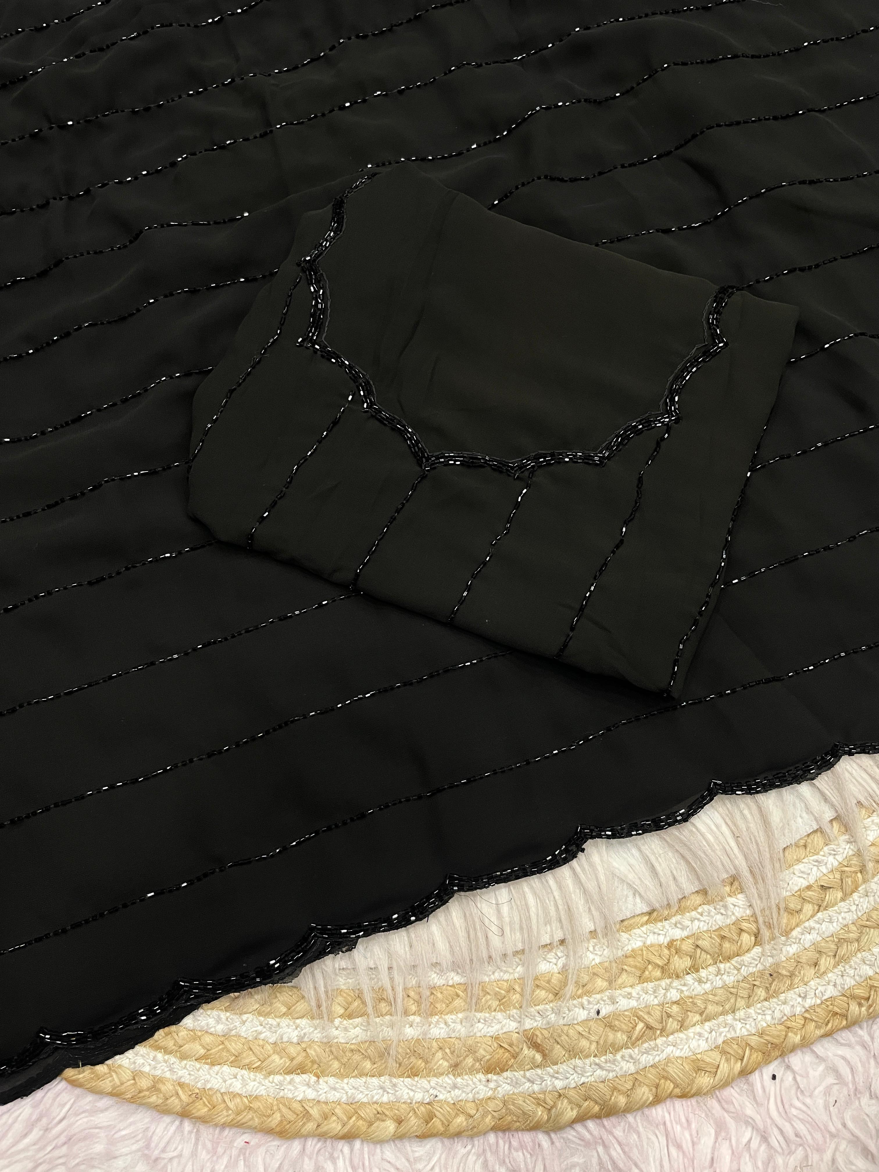 Fox Georgette Wedding Saree With Beautiful Khatli