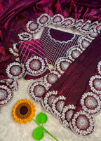 Wedding Premium fandy Satin fabrics Trisha Saree