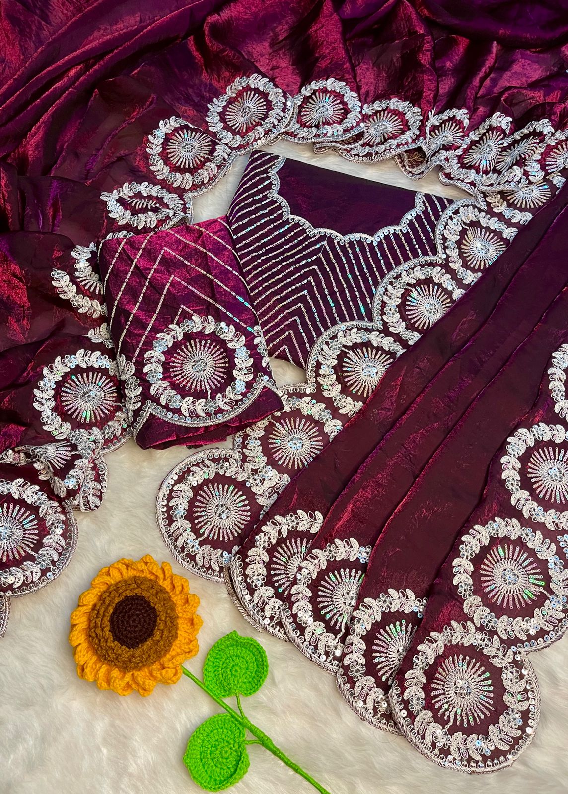 Wedding Premium fandy Satin fabrics Trisha Saree