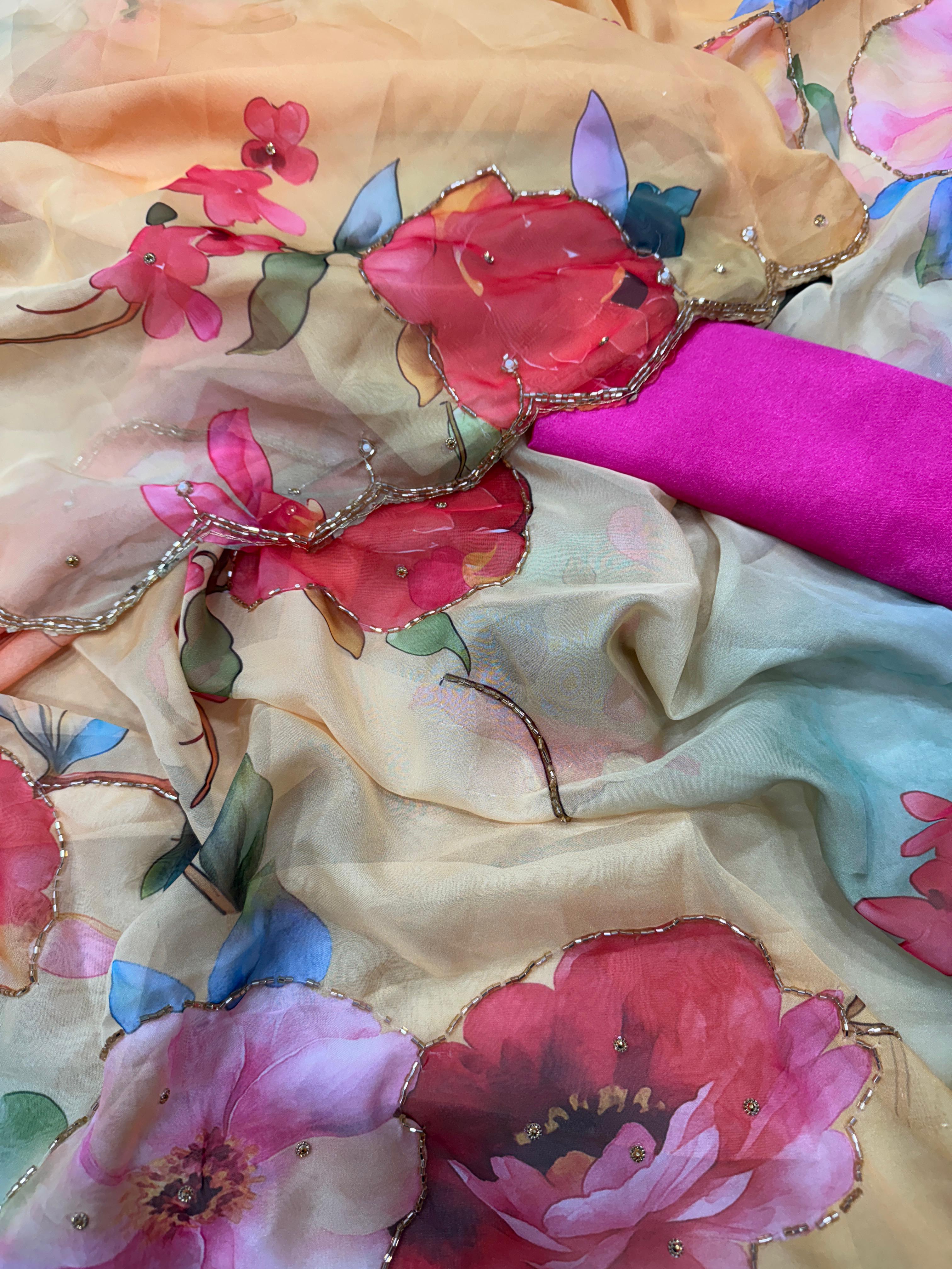 FLORAL HANDIWORK SAREE