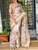 Tusser cotton Jacquard Saree