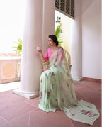 Georgette Green Saree