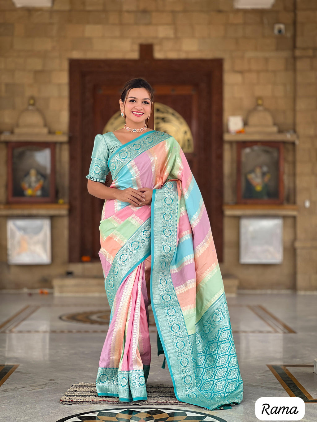Soft Banarasi Multi Color Saree