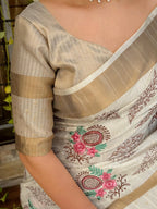 Tusser cotton Jacquard Saree