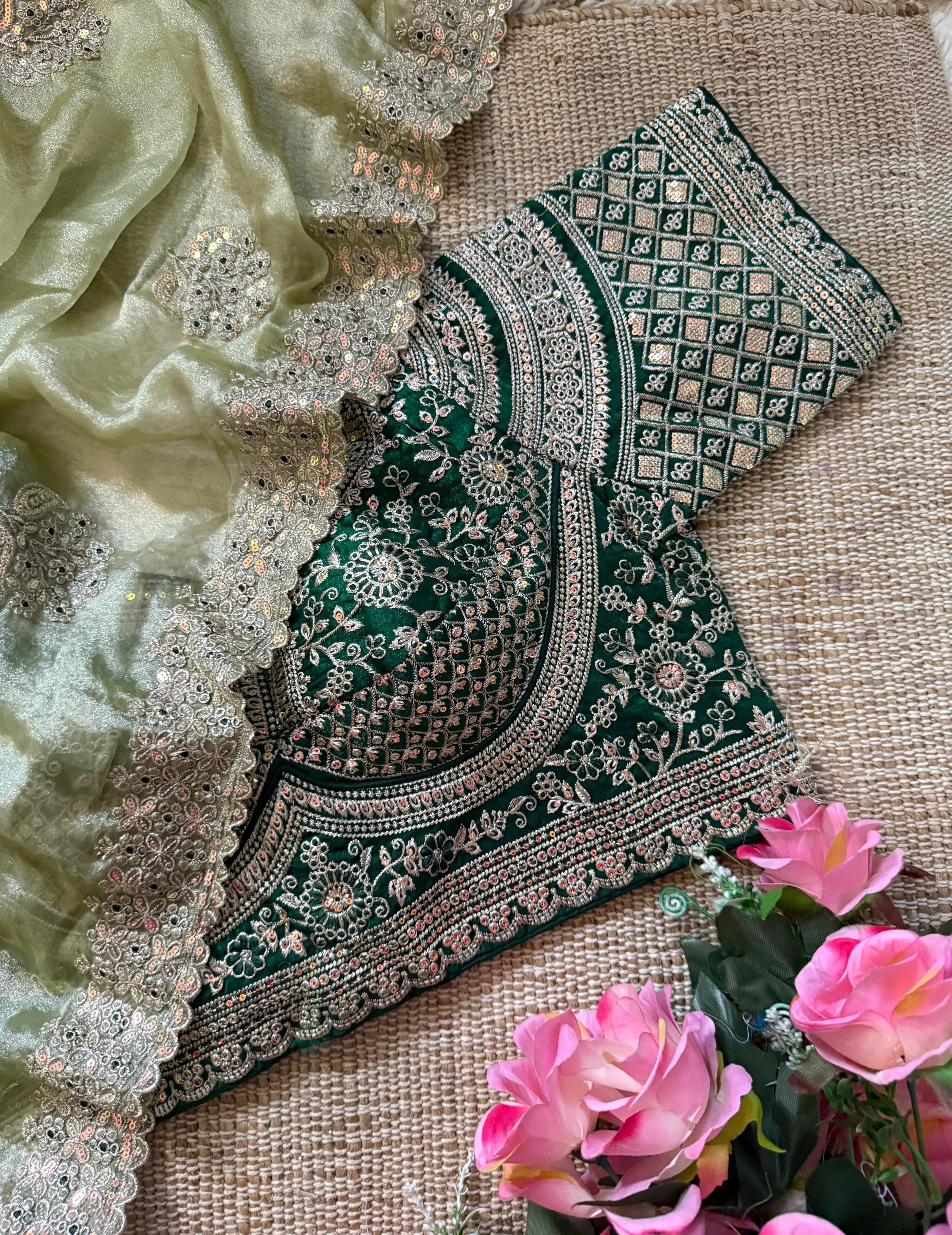 Sabyasachi Inspired Premium Moss Chiffon Saree