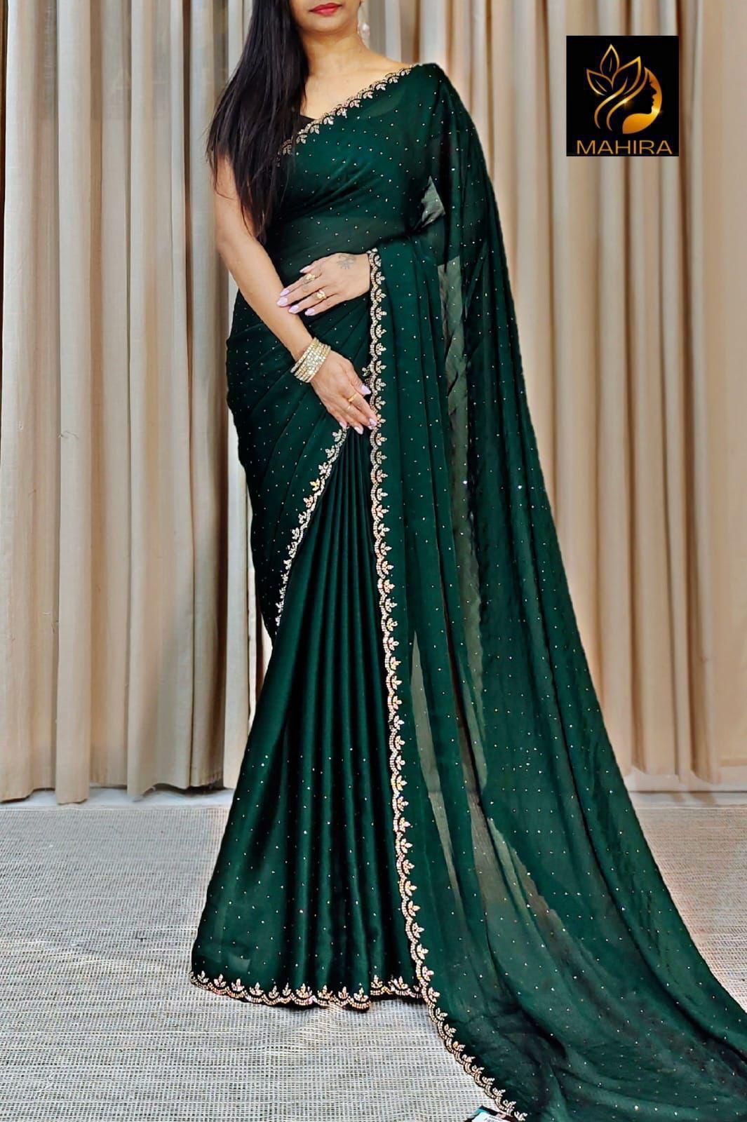 SATIN CHIFFON SAREE❤️