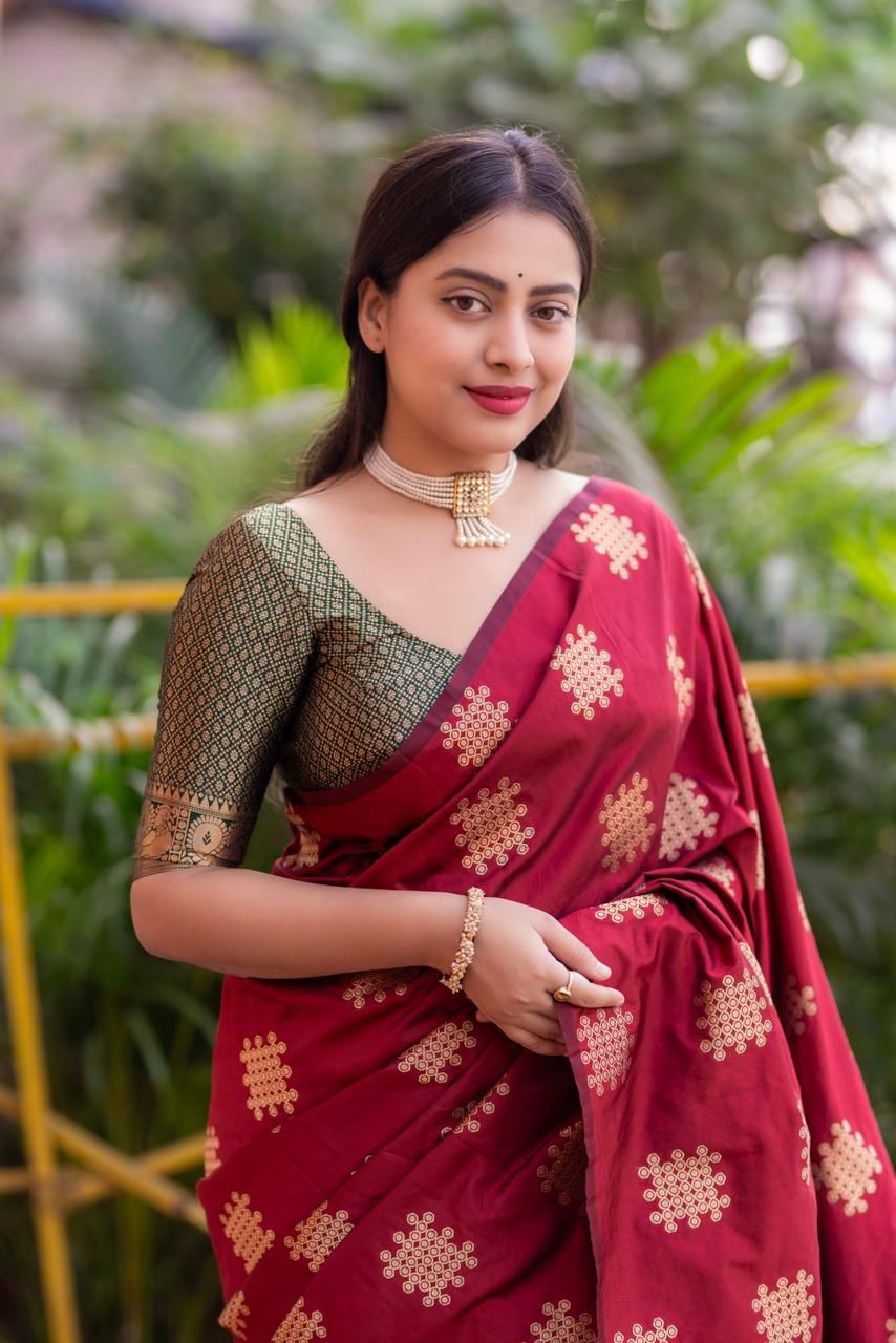 Vintage Style Borderless Soft Silk Woven Saree