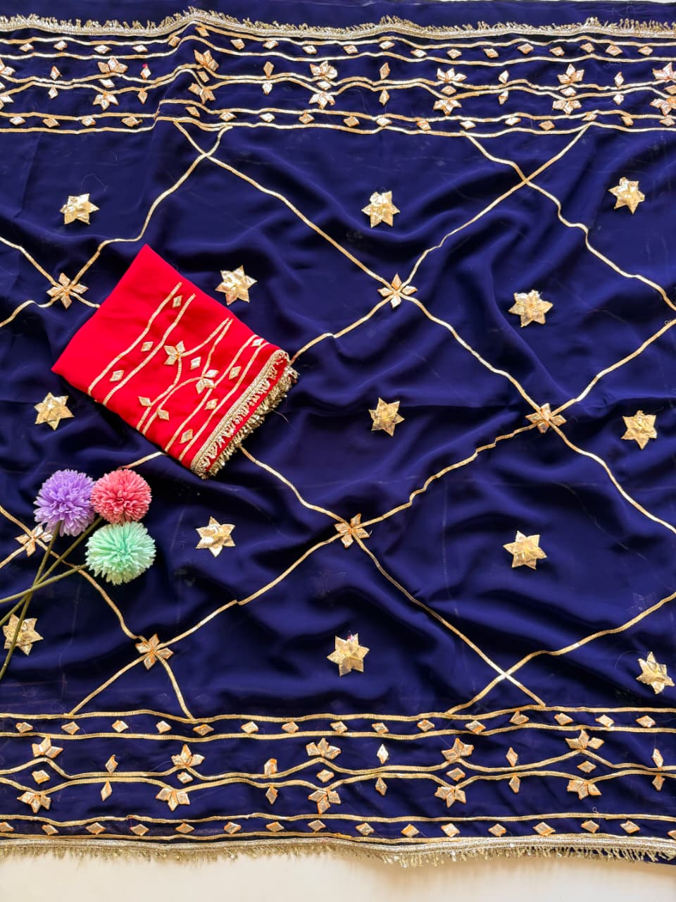 Original Hand Kachhi Gotta Work Heavy Wedding Sarees