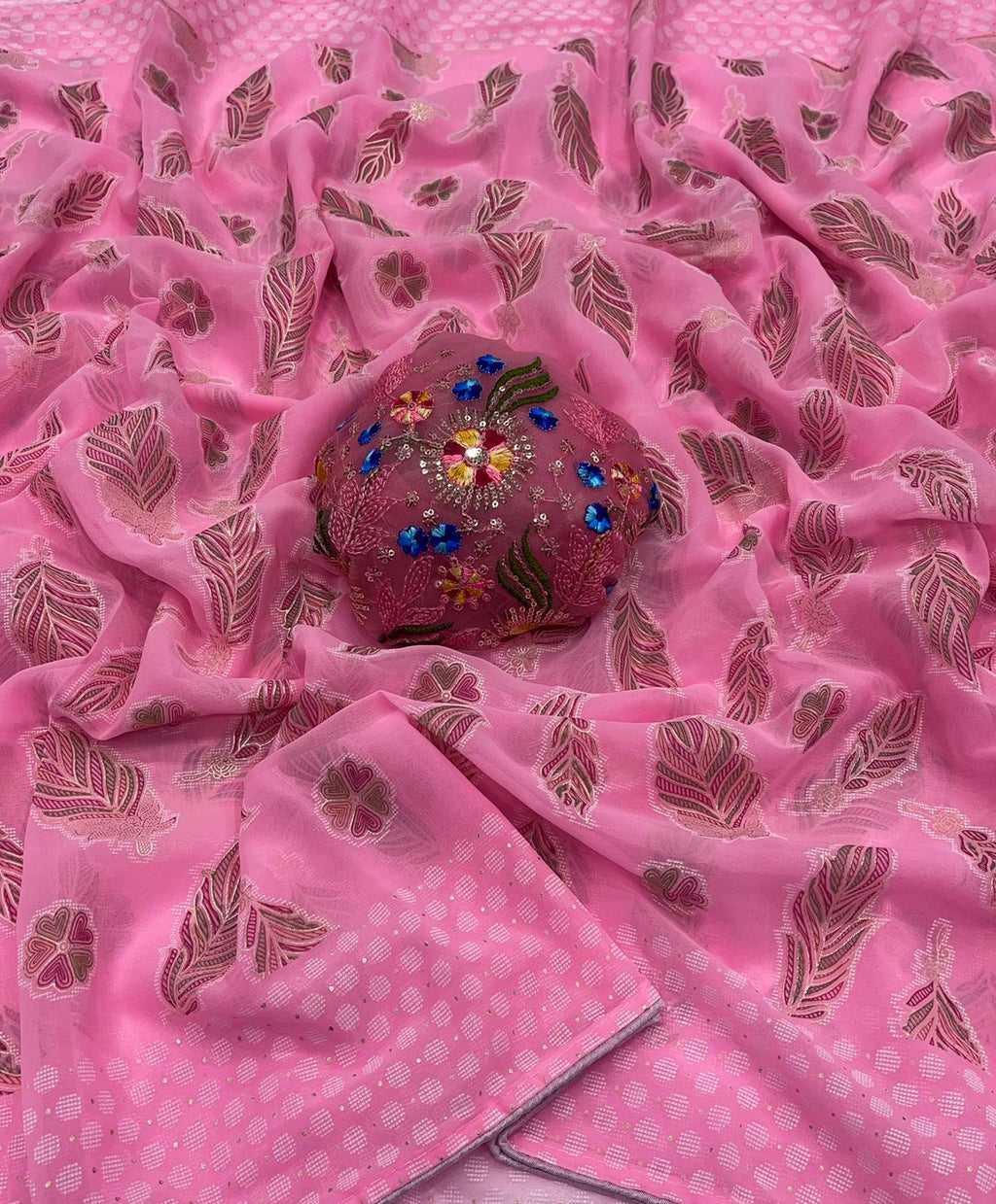 Fall Printe Embroidery Saree