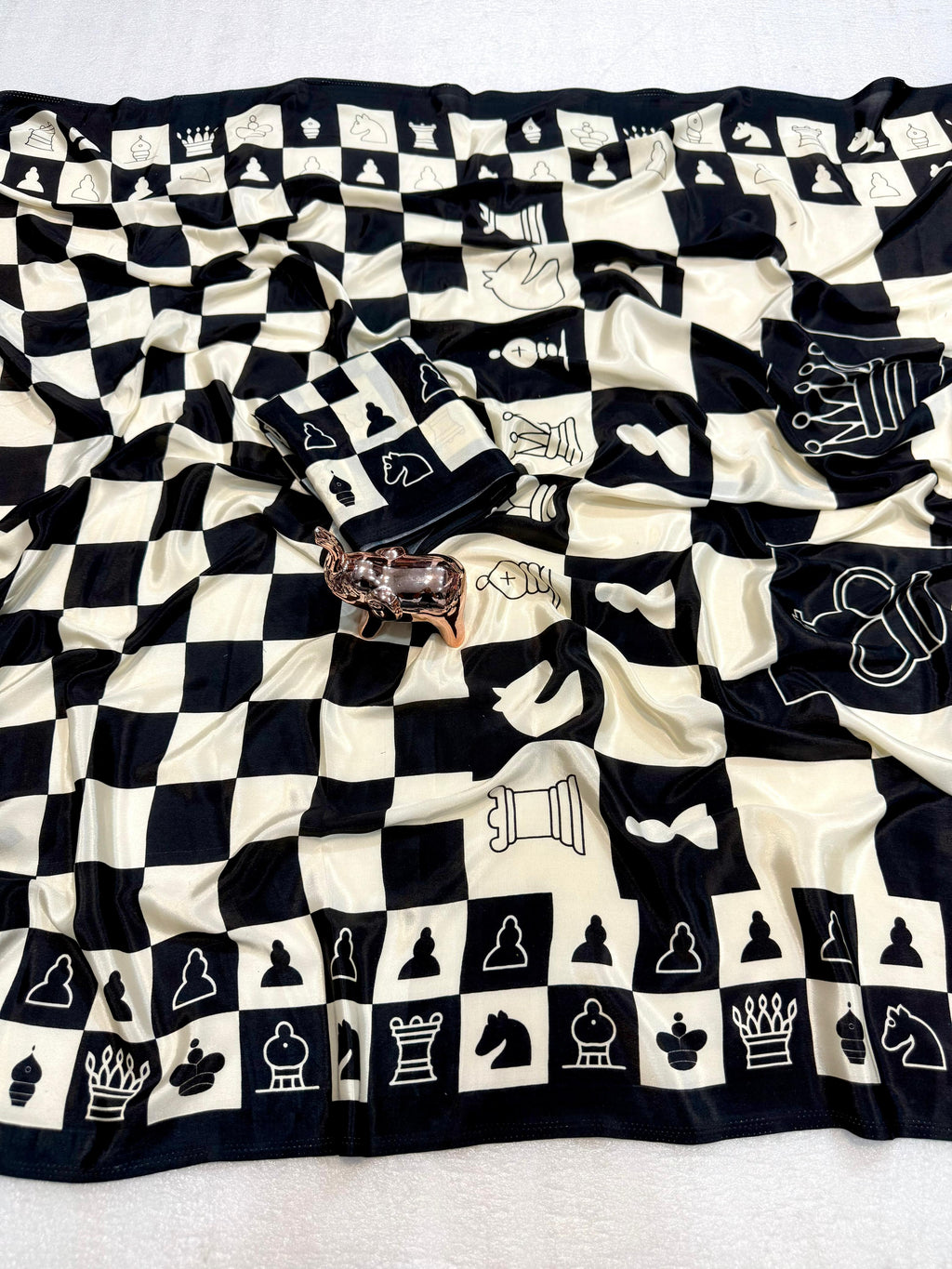 Pure Crape Satin with Ajrak printed Sarees