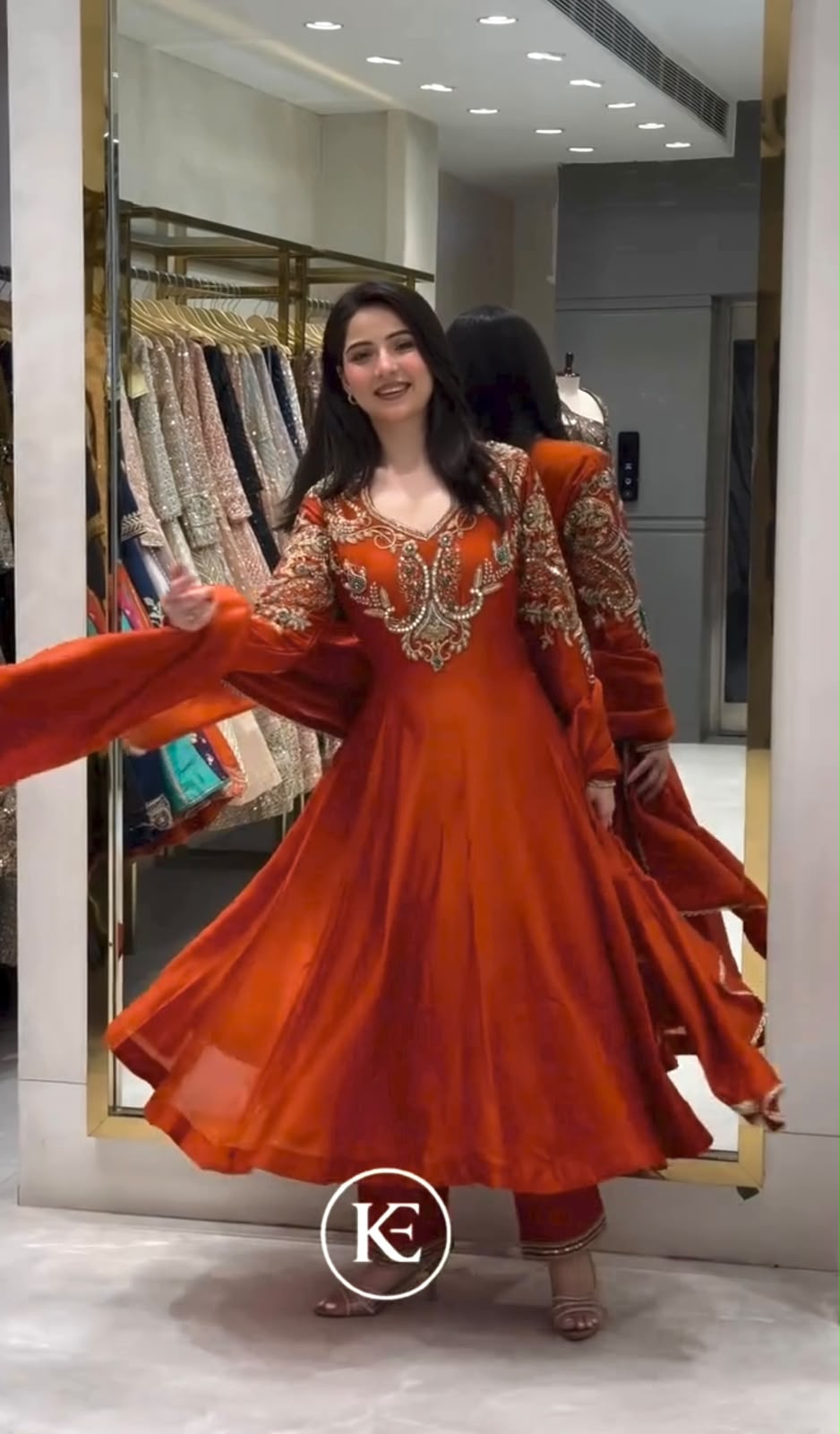 Party Wear Roman Silk Anarkali Gown