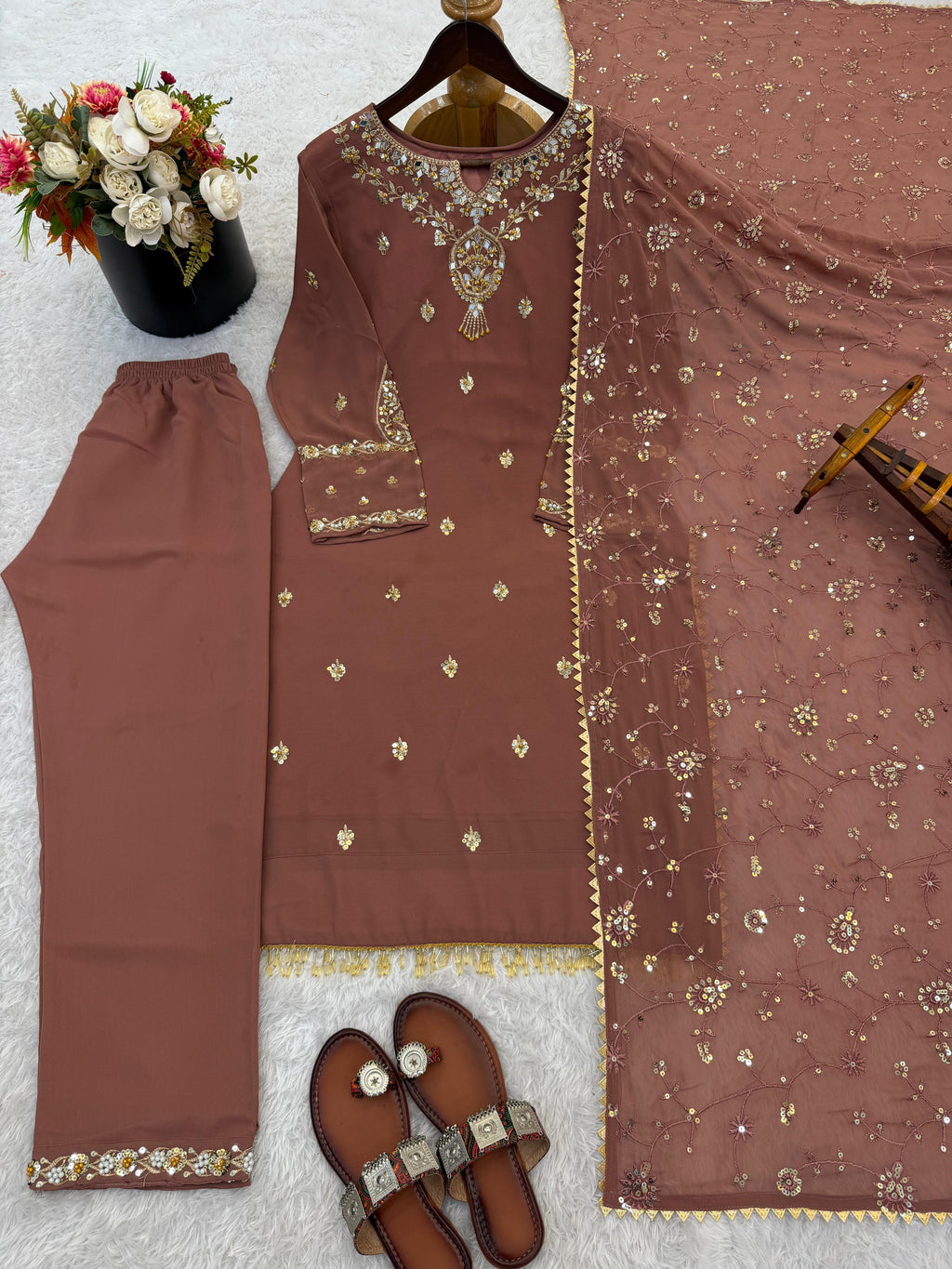 Heavy Faux Georgette Top Dupptta Set